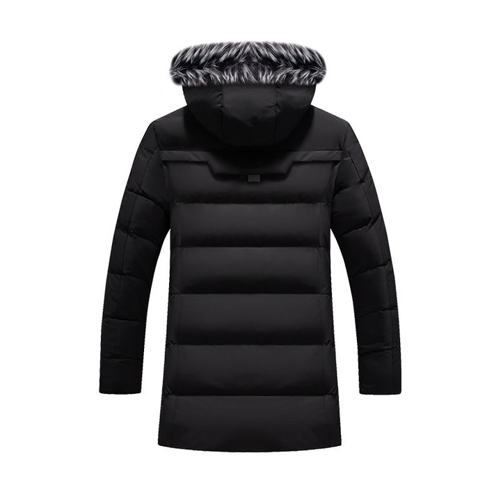 Herren langer gesteppter Thermoparka mit Kunstfellkapuze und Teddyfleece-Innenfutter Echoarchiv