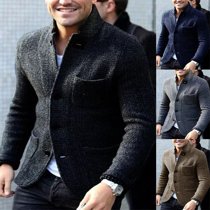 Herren Strickblazer mit Stehkragen und aufgesetzten Taschen Echo Archiv