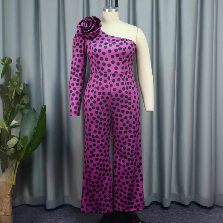 Damen Glamouröses Jumpsuit mit asymmetrischem Design und Rüschen-Detail Echo Archiv
