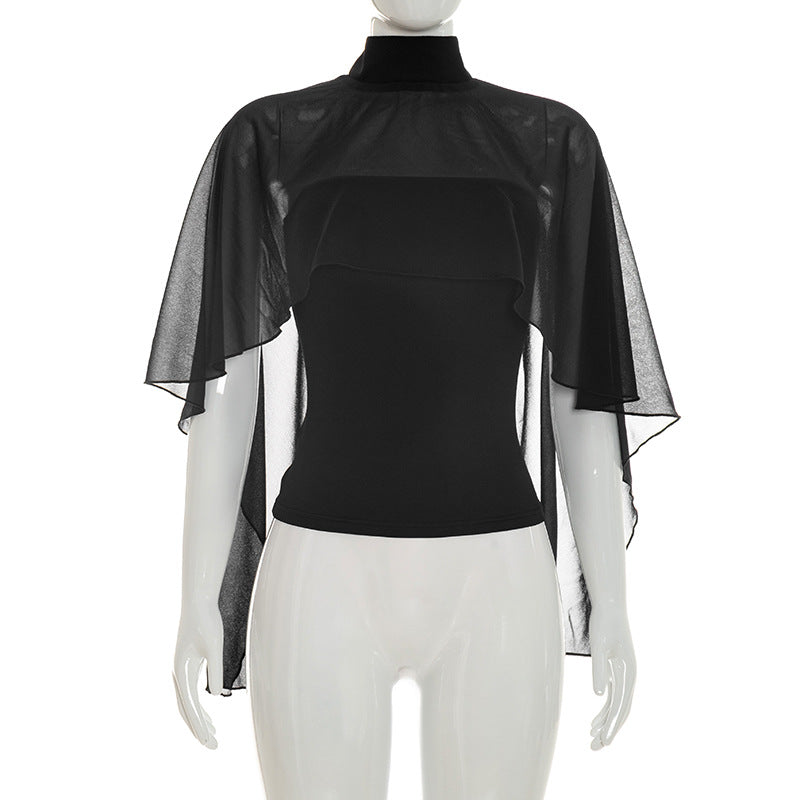 Damen elegantes Top mit transparenten Flügel-Ärmeln Echo Archiv