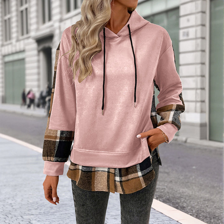 Damen Lässiger Hoodie mit karierten Ärmeln Echo Archiv