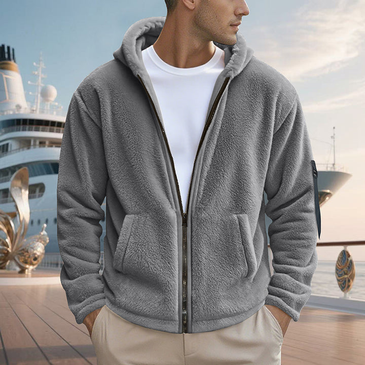 Herren Fleecejacke mit Kapuze und praktischen Reißverschlusstaschen Echoarchiv