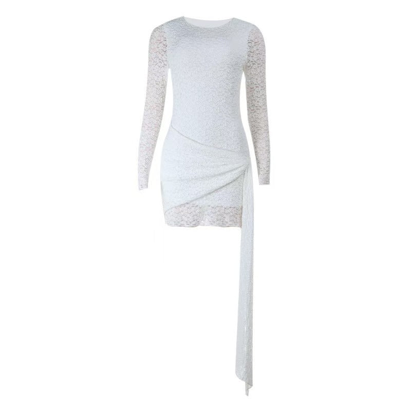 Damen Elegantes Spitzen-Minikleid mit asymmetrischem Schnitt und schwingendem Rock Echo Archiv