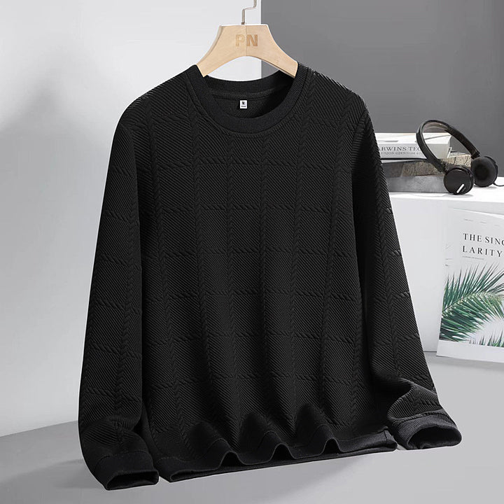 Herren Feinstrukturierter Rundhals‑Strickpullover mit Karomuster und lässigem Schnitt Echo Archiv