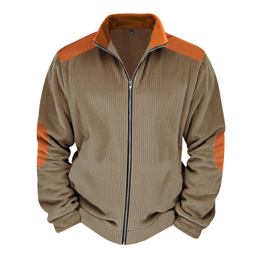 Herren Sportliche Zip-Jacke mit Rippenstruktur und Kontrastärmel Echoarchiv