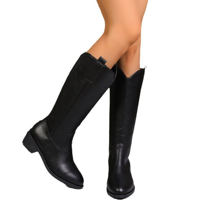 Damen Kniehohe Western‑Stiefel mit mittlerem Blockabsatz und seitlichem Reißverschluss Echo Archiv