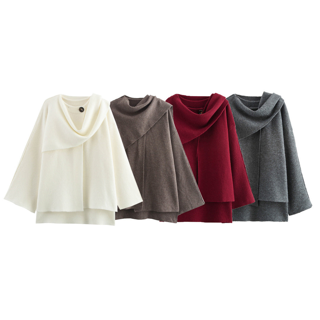 Damen Cape mit asymmetrischem Fall, Stehkragen und Wollmix Echo Archiv
