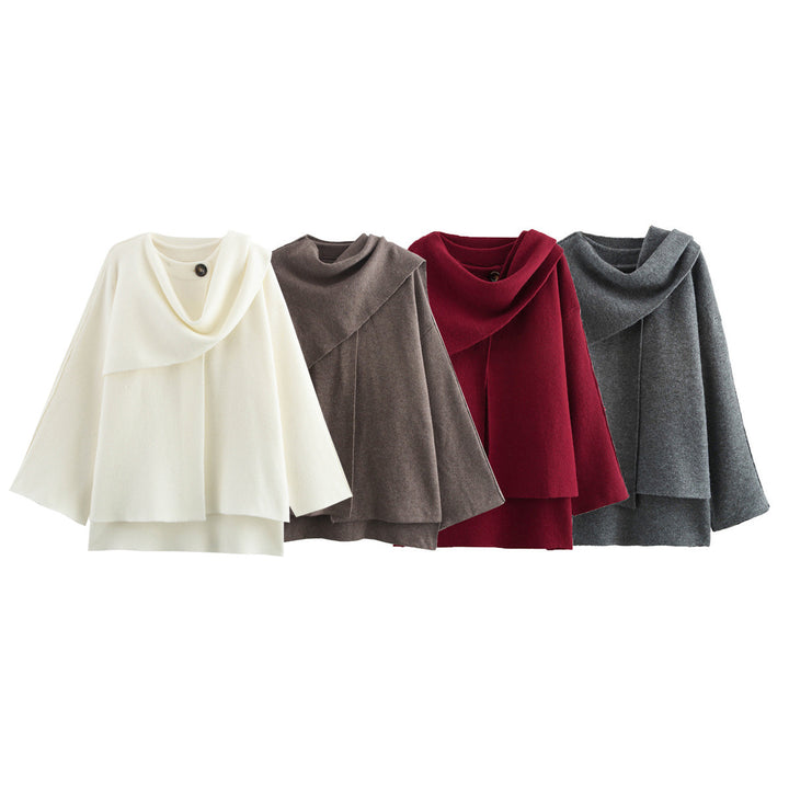 Damen Cape mit asymmetrischem Fall, Stehkragen und Wollmix Echo Archiv