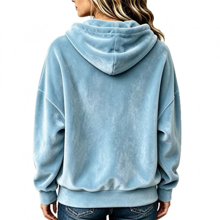 Damen Velours-Oversize-Kapuzenpullover mit Raglanärmeln Echoarchiv