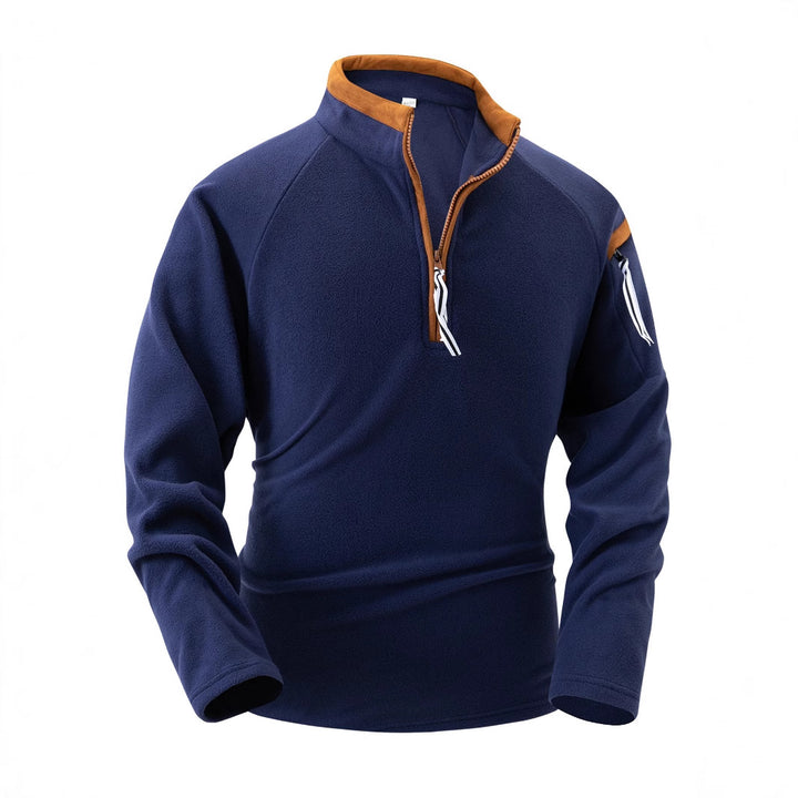 Herren Fleece-Pullover mit modernem Stehkragen und praktischen Reißverschlussöffnungen Echoarchiv