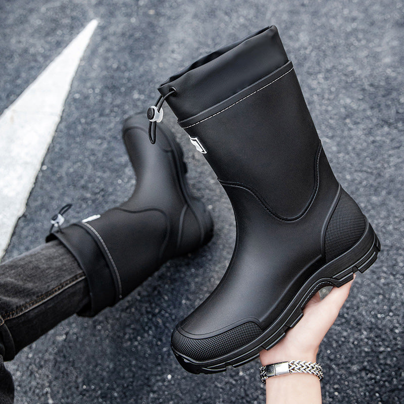 Herren wasserdichte Arbeits- und Regen-Gummistiefel mit verstellbarem Kordelabschluss und rutschfester Profilsohle Echoarhiv – Tavélo
