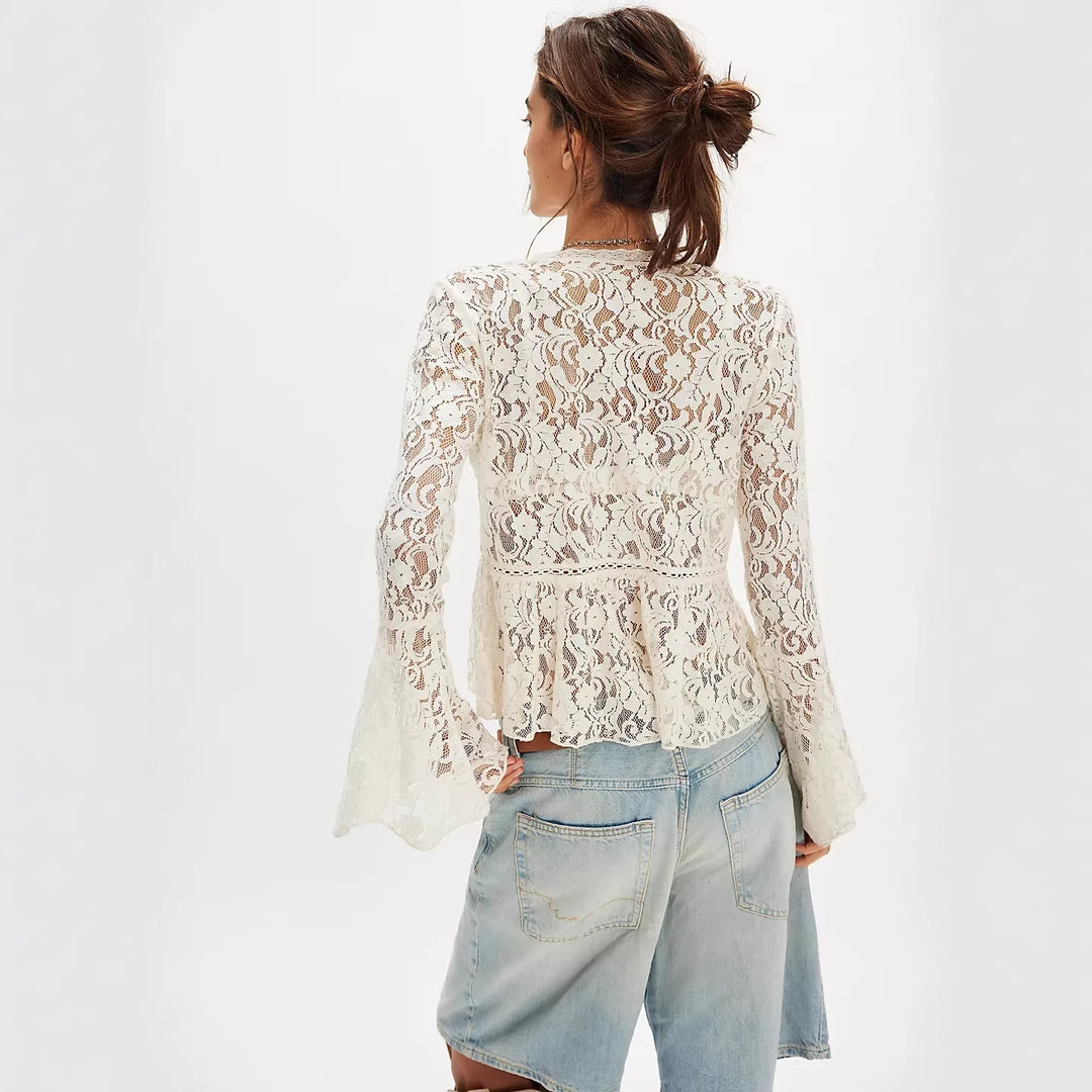 Damen Spitzenbluse im romantischen Design mit weitem Arm Echo Archiv