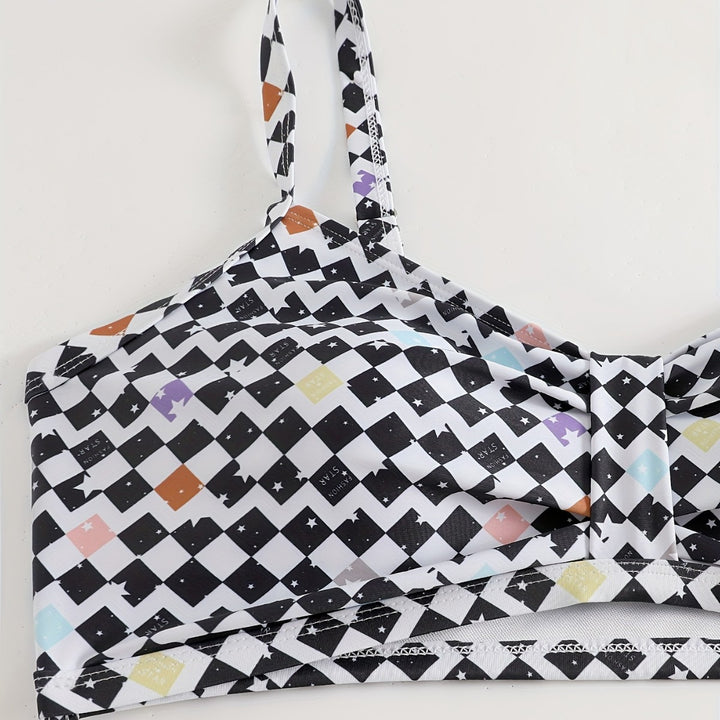 Damen Crop-Bikini Oberteil mit Rüschenbadeshorts Echo Archiv