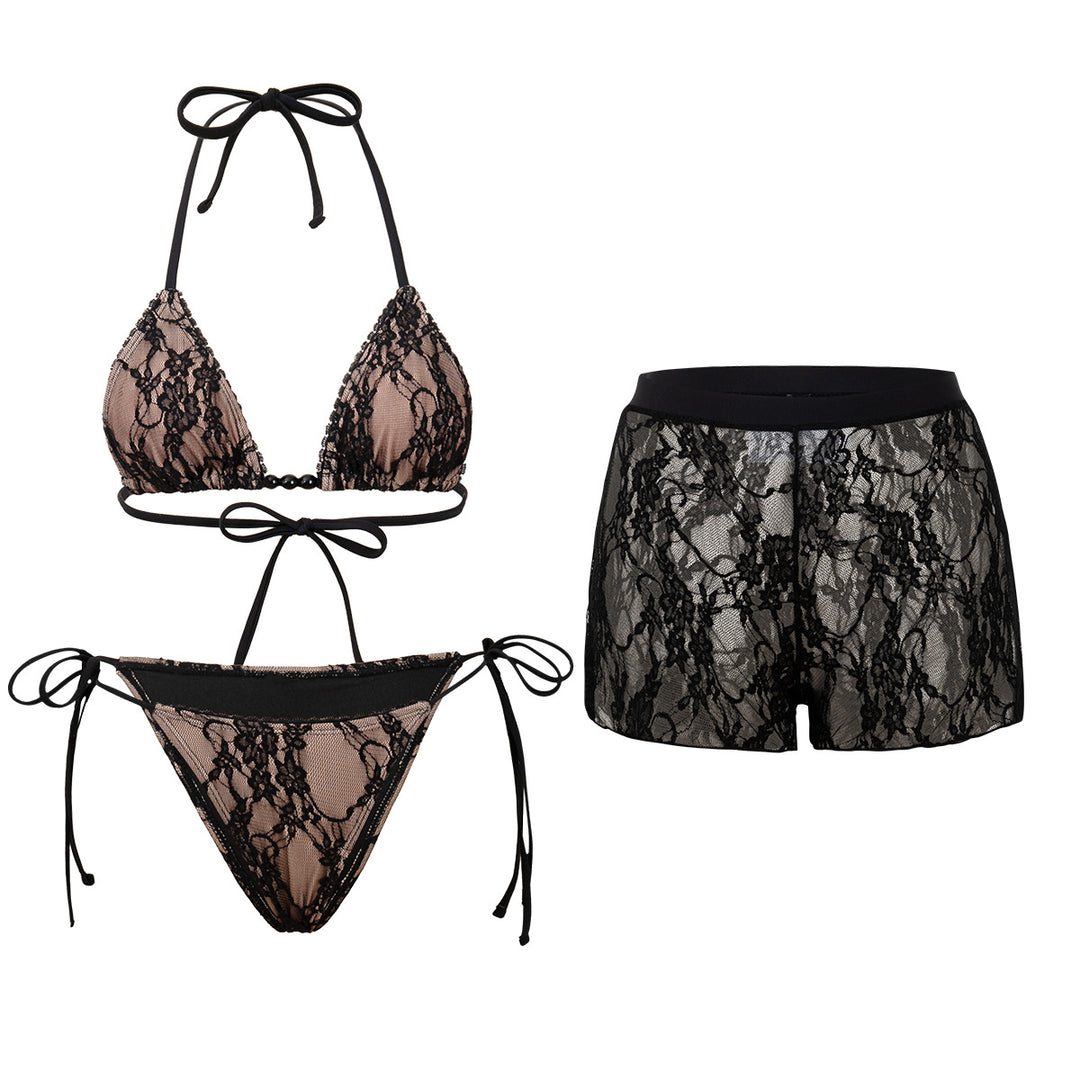 Damen Bikini-Set mit Spitzen-Besatz und figurbetontem Schnitt Echo Archiv