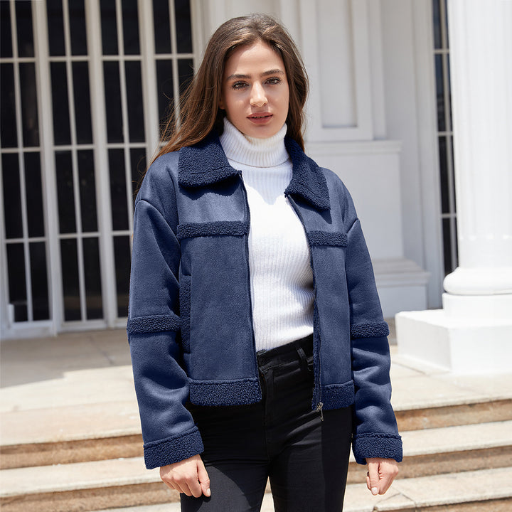 Damen nan kurze Teddyjacke im Aviator-Stil mit Reißverschluss Echo Archiv