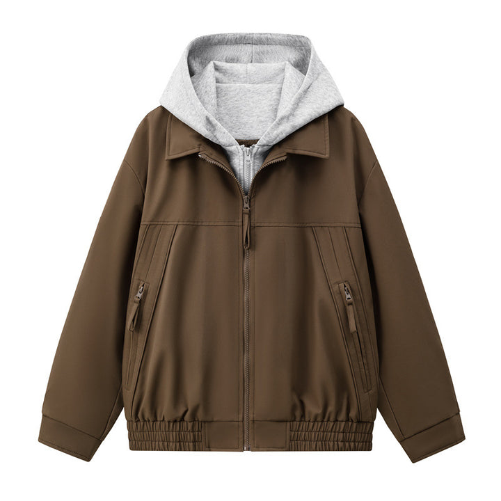 Herren Boxy-Übergangsjacke mit kontrastreicher Innenkapuze und elastischem Saum Echoarchiv