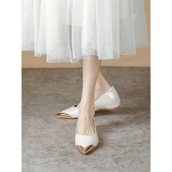 Damen Spitz zulaufende Ballerinas mit Leopardenmuster und metallischer Zehenkappe – Lioré
