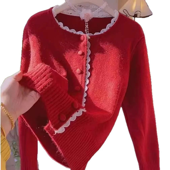 Damen Verspielte Strickjacke mit Spitzenelementen Echo Archiv