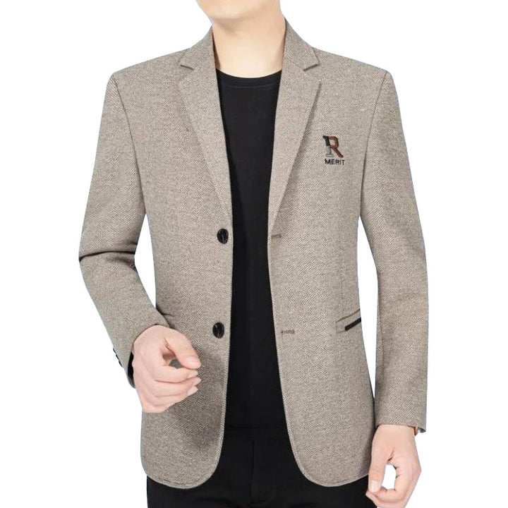 Herren Slim-Fit Sakko mit dezentem Logo und Strukturgewebe – Tianoro