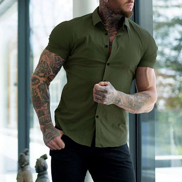 Herren Slim-Fit Kurzarmhemd mit strukturiertem Design Echoarchiv