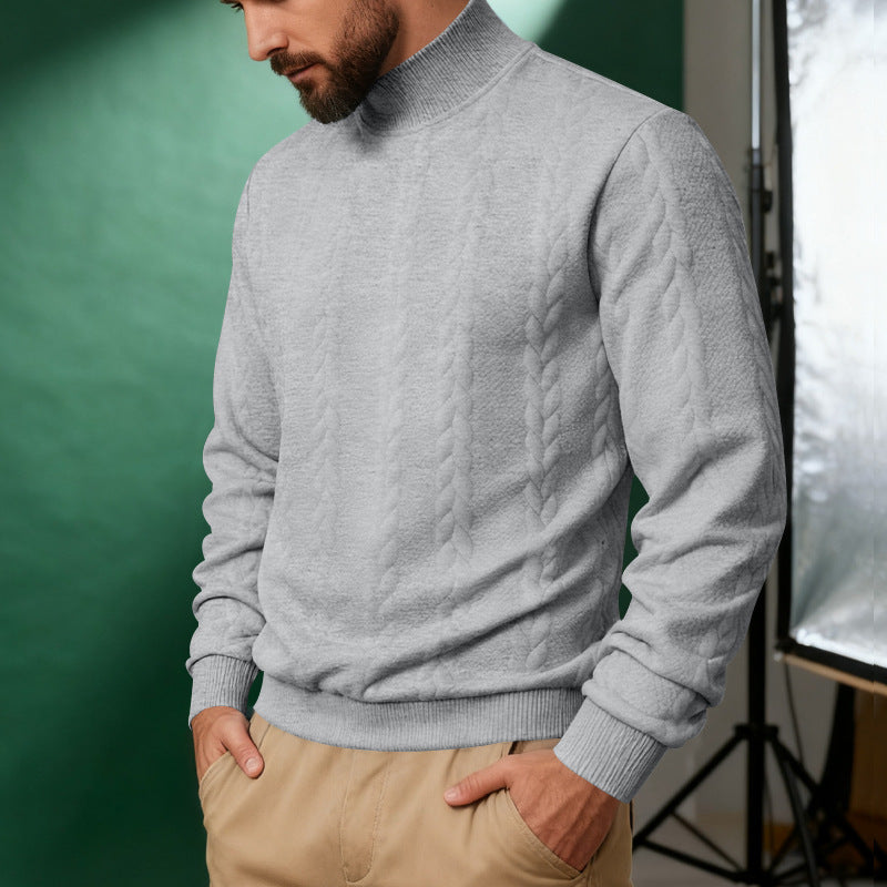 Herren nan Strickpullover mit Stehkragen, Zopfmuster, weichem Rippbündchen und Regular Fit Echo Archiv
