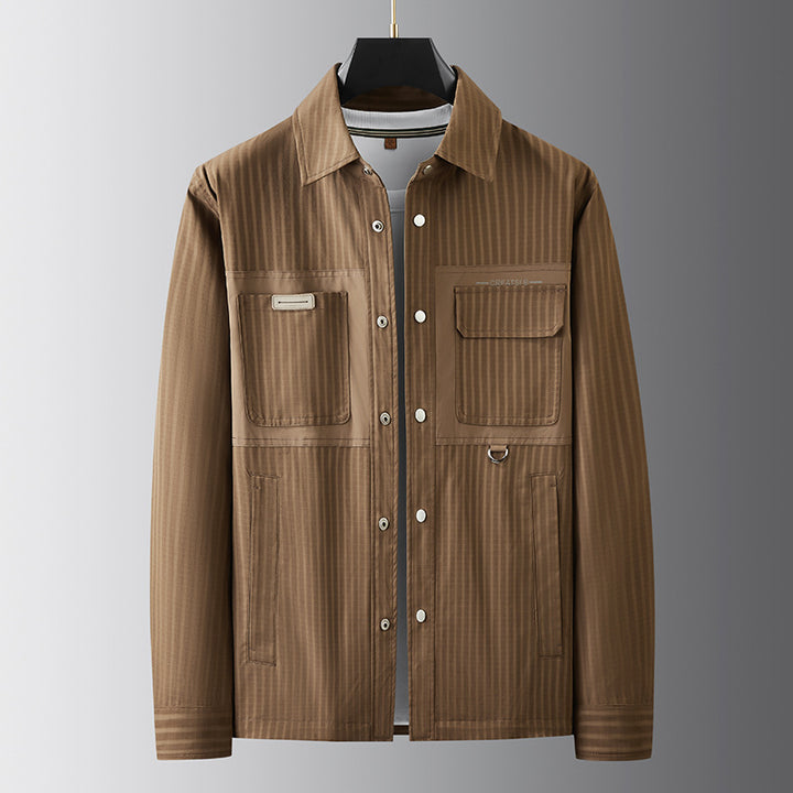 Herren Utility-Overshirt mit feiner Nadelstreifenstruktur, Brusttaschen und D‑Ring Echo Archiv
