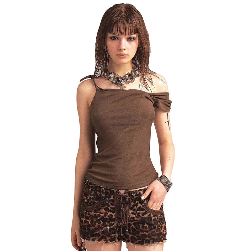 Damen asymmetrisches Trägershirt mit dekorativem Bindeband Echo Archiv