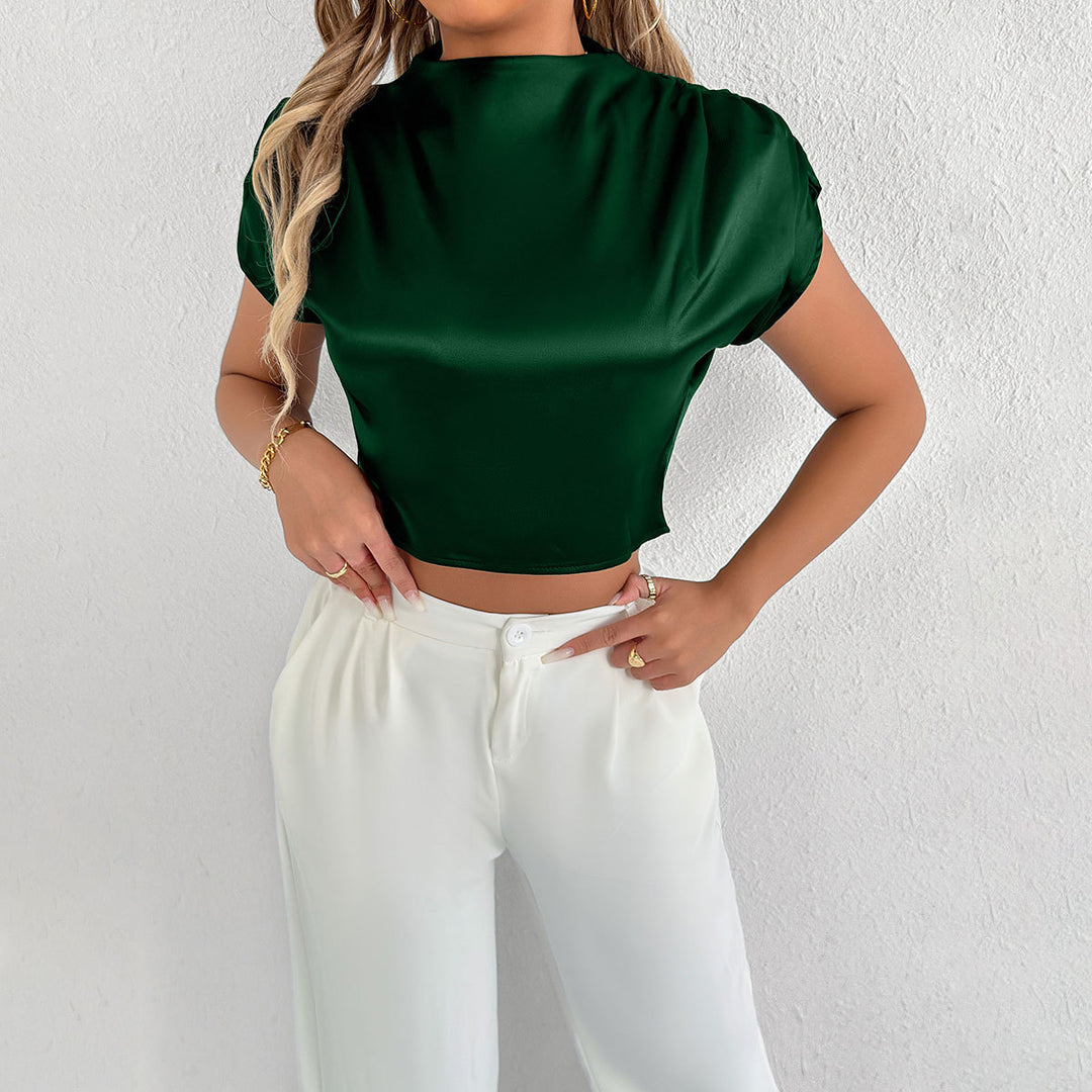 Damen Elegantes Kurzarm-Blusenshirt mit modernem Stehkragen Echo Archiv
