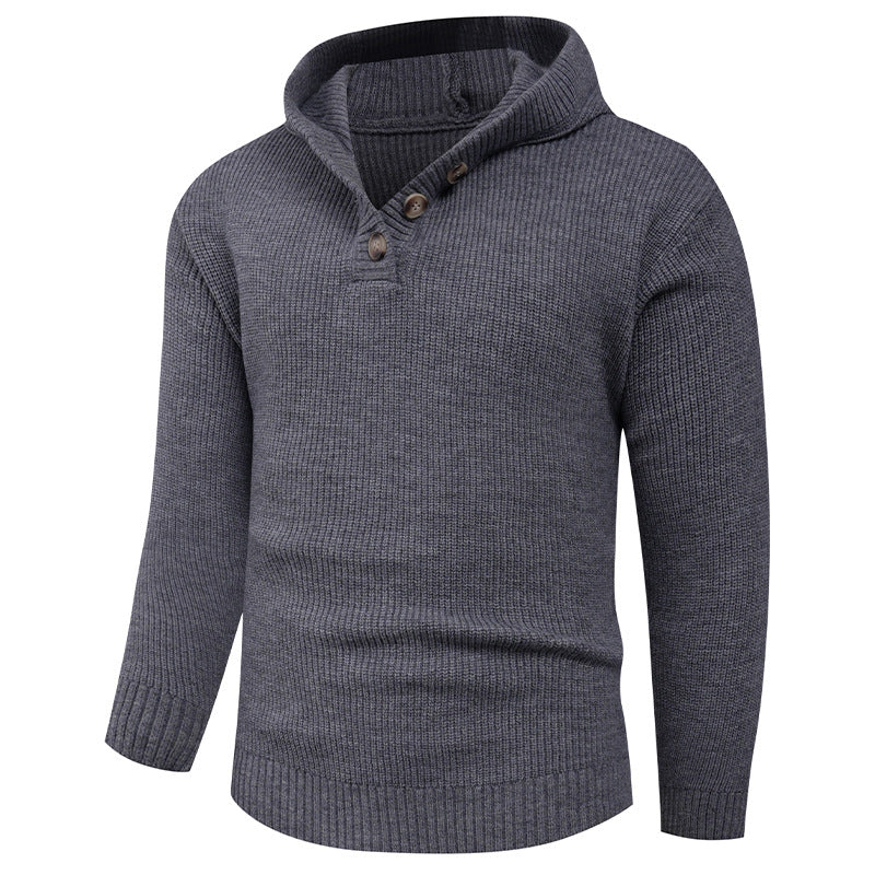 Herren Strickpullover mit hochabschließendem Kragen und Knopfdetails Echoarchiv
