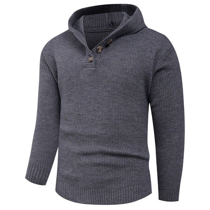 Herren Strickpullover mit hochabschließendem Kragen und Knopfdetails Echoarchiv