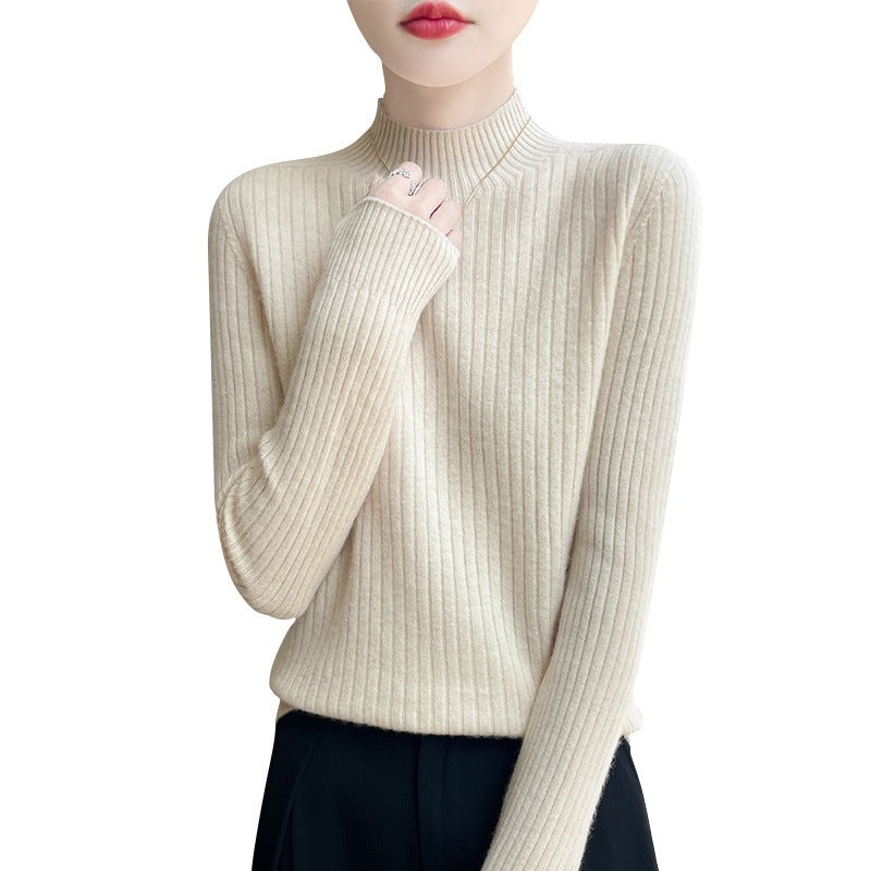 Damen Schmaler Rippenstrick-Mockneck mit extraweicher Kaschmir-Optik Echoarchiv