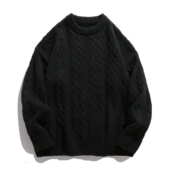 Unisex Boxy-Zopfmuster-Strickpullover mit geripptem Saum Echo Archiv