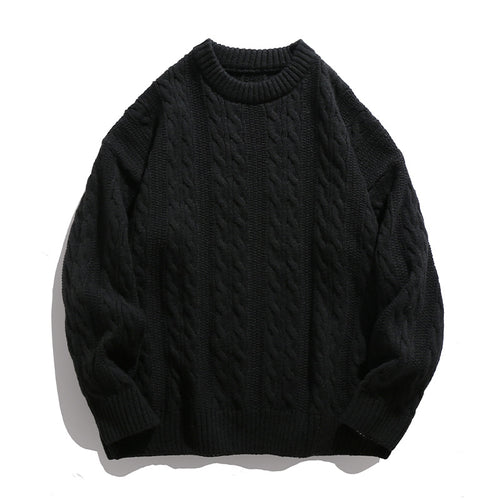 Unisex Boxy-Zopfmuster-Strickpullover mit geripptem Saum Echo Archiv