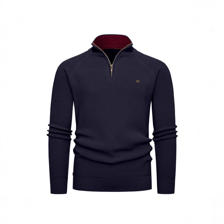 Herren Strickpullover mit Stehkragen und Reißverschluss Echoarchiv