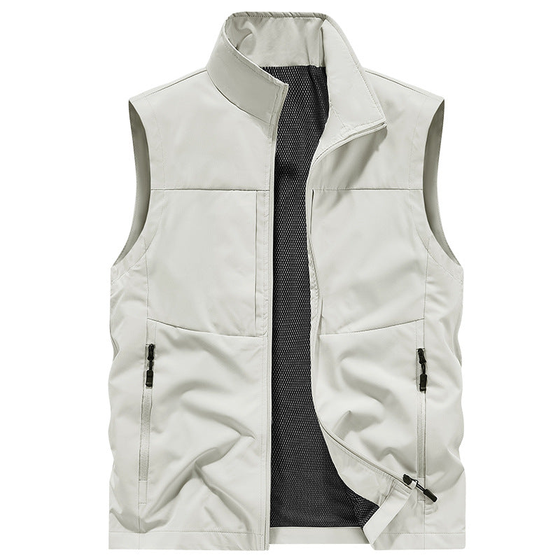 Herren Leichte Softshell-Outdoorweste mit Mesh‑Futter, Reißverschlusstaschen und Stehkragen – Marzano