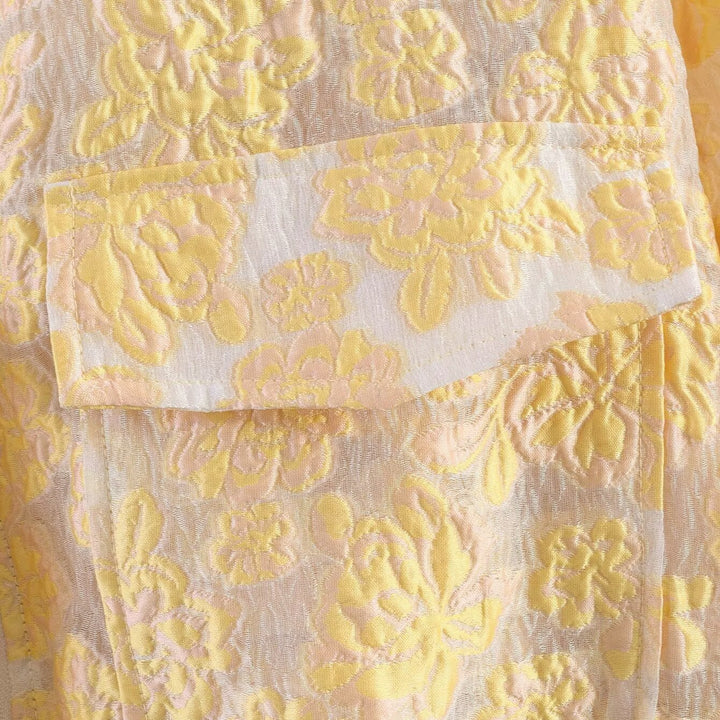 Damen Kurze florale Jacquard-Bomberjacke mit Reißverschluss und Pattentaschen Echo Archiv