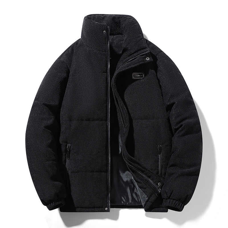 Herren gesteppte Cordjacke mit hohem Stehkragen, warmer Füllung und Reißverschlusstaschen – Taviero