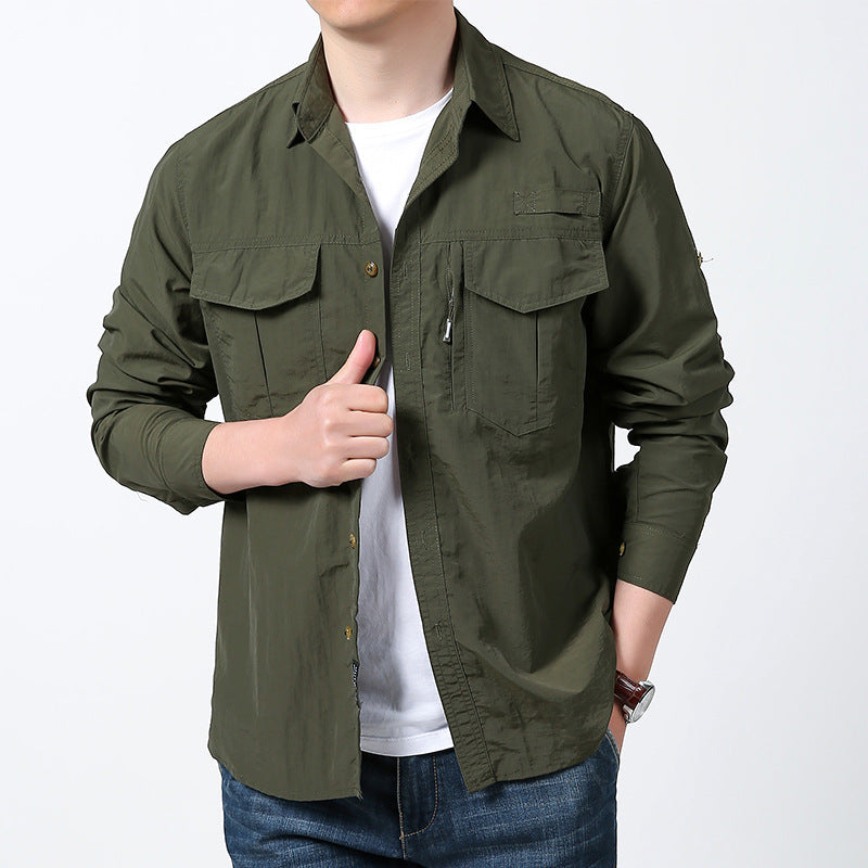 Herren nan langärmeliges Fieldshirt aus leichtem Ripstop mit multifunktionalen Brusttaschen und verdecktem Reißverschluss Echo Archiv