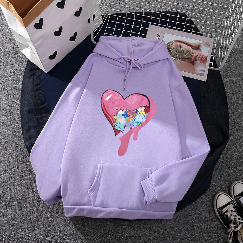 Damen Kapuzenpullover mit künstlerischem Aquarell‑Federmotiv, Oversize‑Schnitt und Kängurutasche – Auréline