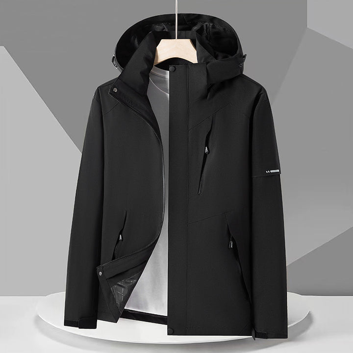 Herren Wasserabweisende Softshell-Outdoorjacke mit Kapuze, mehrere Reißverschlusstaschen und kontrastierenden Paneelen Echo Archiv