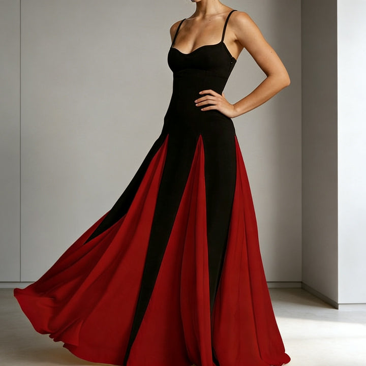 Damen Elegantes Abendkleid mit asymmetrischem Rock und zarten Trägern Echo Archiv