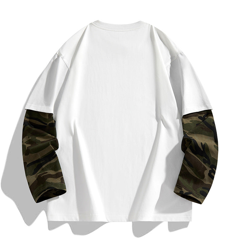 Herren Oversize-Layering‑T-Shirt mit Camouflage‑Ärmeln & Rundhals Echoarchiv