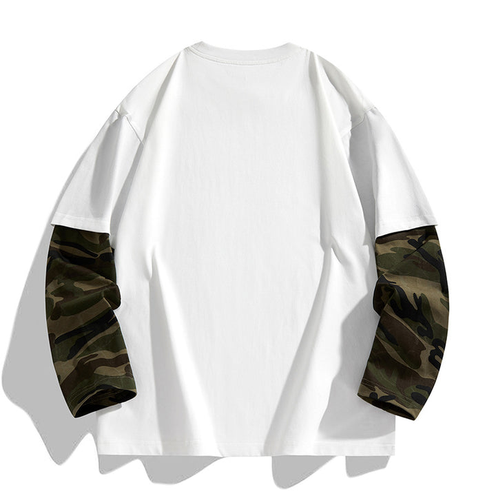 Herren Oversize-Layering‑T-Shirt mit Camouflage‑Ärmeln & Rundhals Echoarchiv