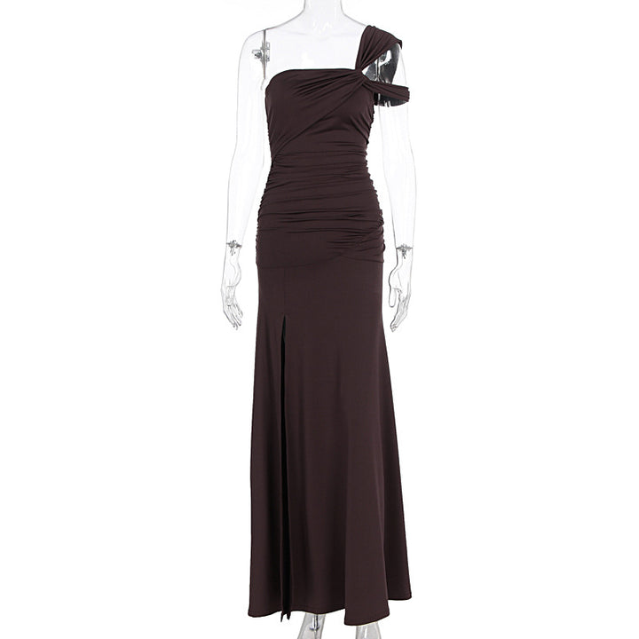 Damen elegantes, tailliertes Abendkleid mit asymmetrischem Träger Echo Archiv
