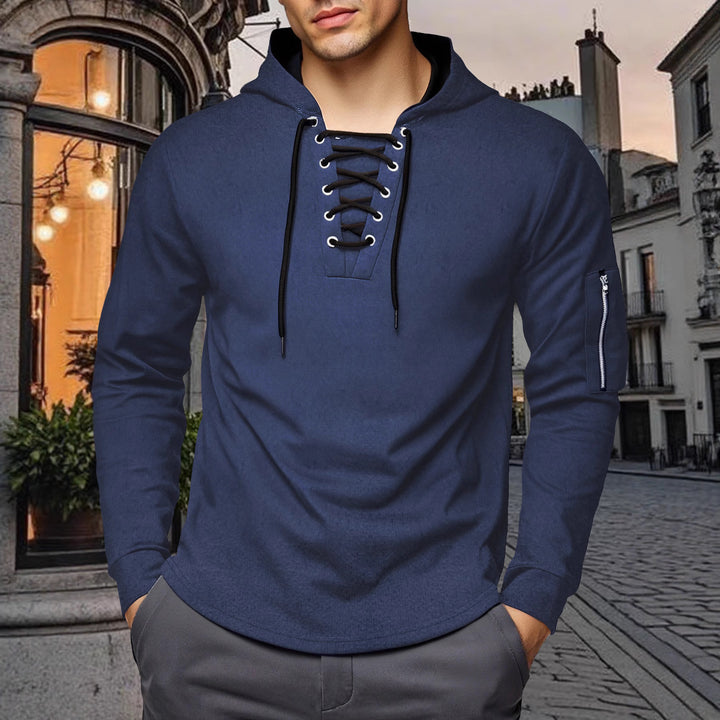 Herren Kapuzenpullover mit extravagantem Schnürdesign Echoarchiv