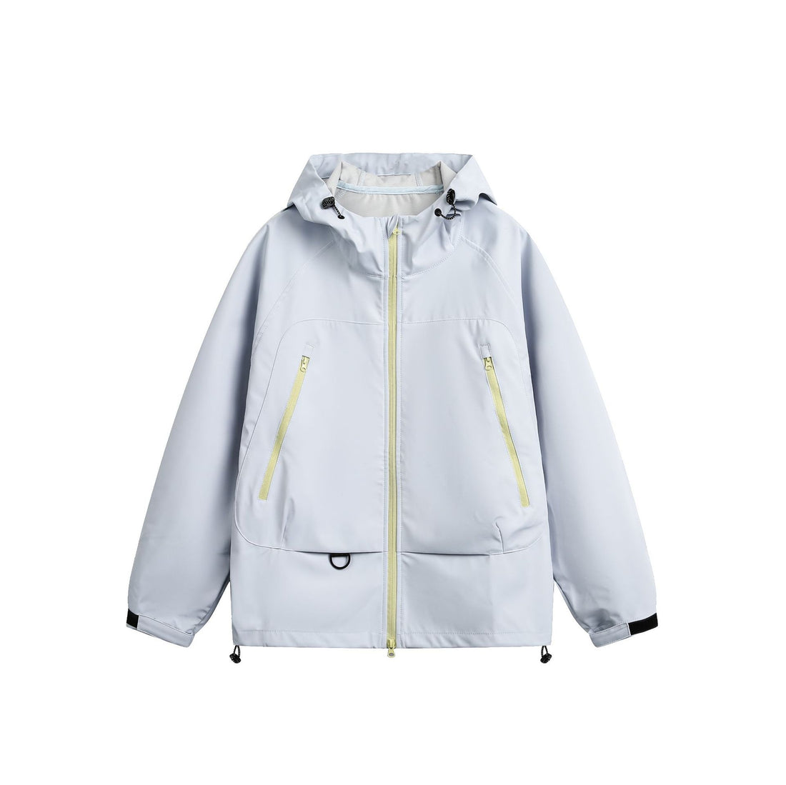 Damen Wasserdichte Softshell‑Regenjacke mit Kapuze, verstellbarem Saum und kontrastierenden Reißverschlüssen Echoarchiv