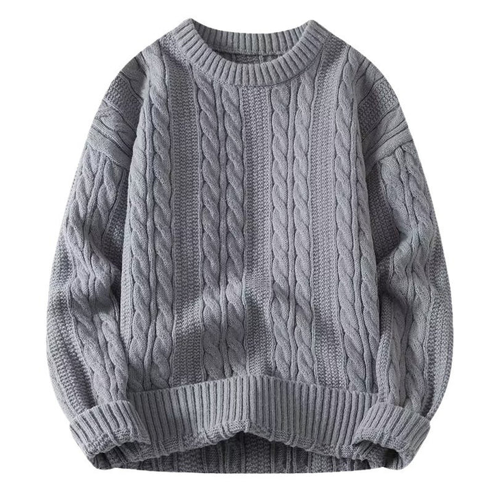 Herren Strickpullover mit strukturiertem Zopfmuster und rundem Halsausschnitt Echoarchiv