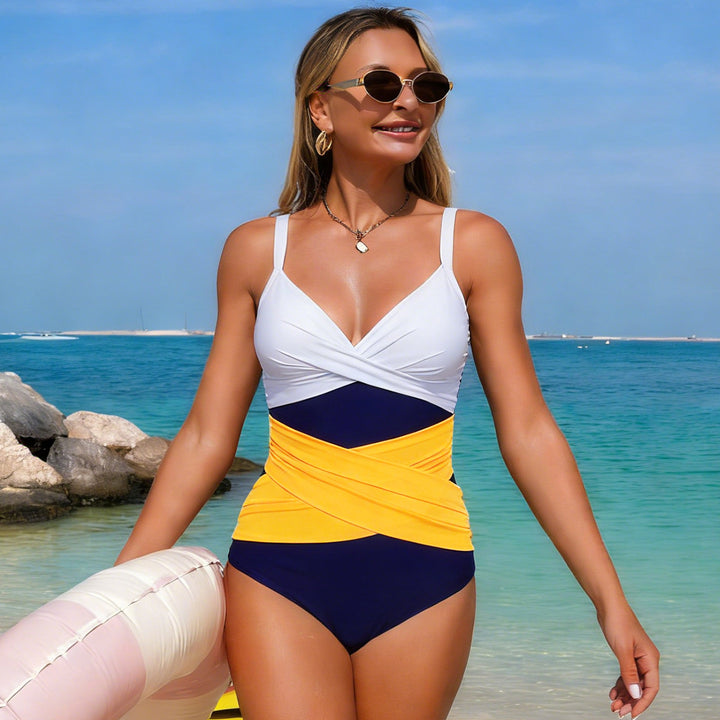 Damen Einteiler Badeanzug mit raffiniertem Farbblock-Design Echo Archiv