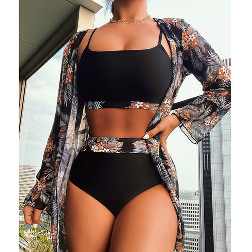 Damen Bikiniset mit floralem Kimono und modischen Details Echo Archiv