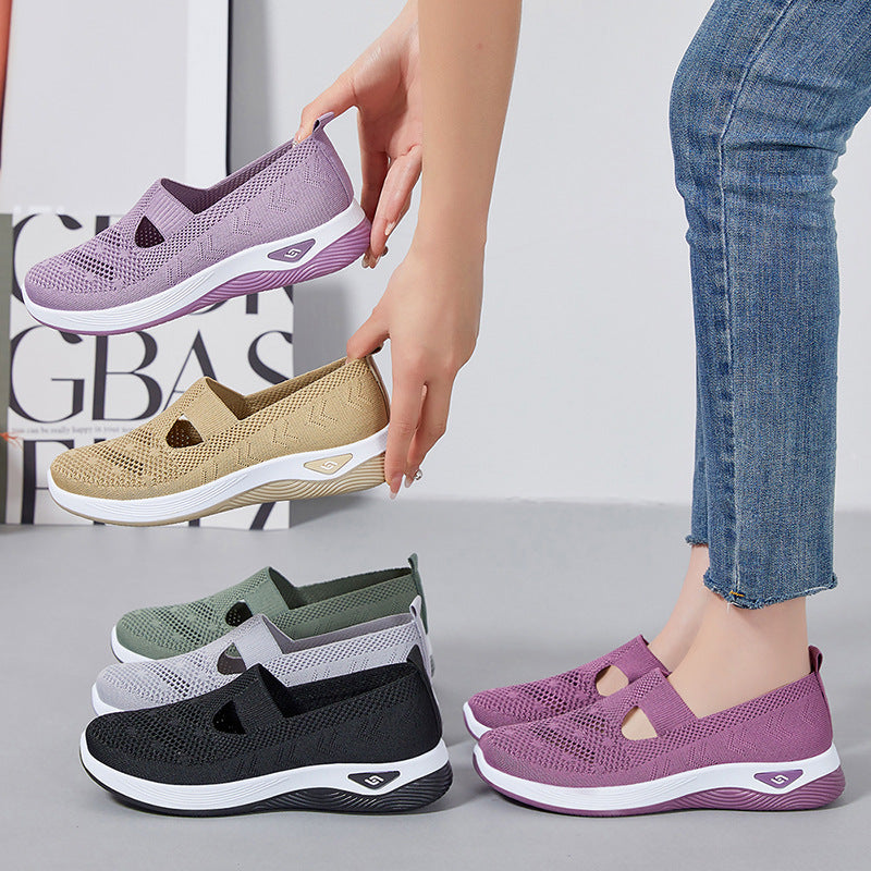 Damen nan leichter gestrickter Slipper-Sneaker mit elastischem Mittelriemen und ergonomischer Memory-Komfortsohle Echo Archiv